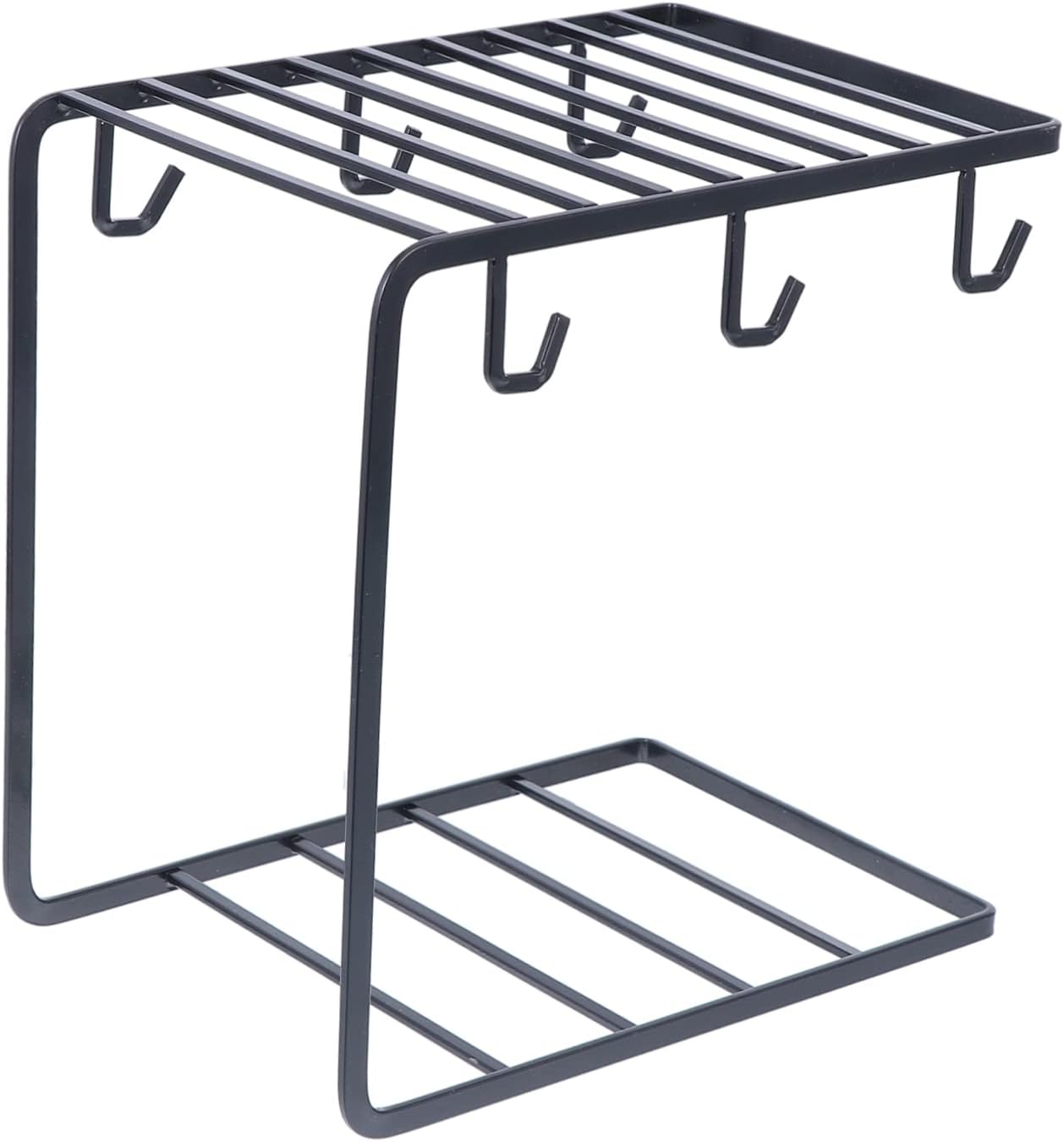 6-Hook Coffee Mug Display Rack Minimalist Iron Cup Storage Organizer Sturdy Draining Shelf for Kitchen and Home Use