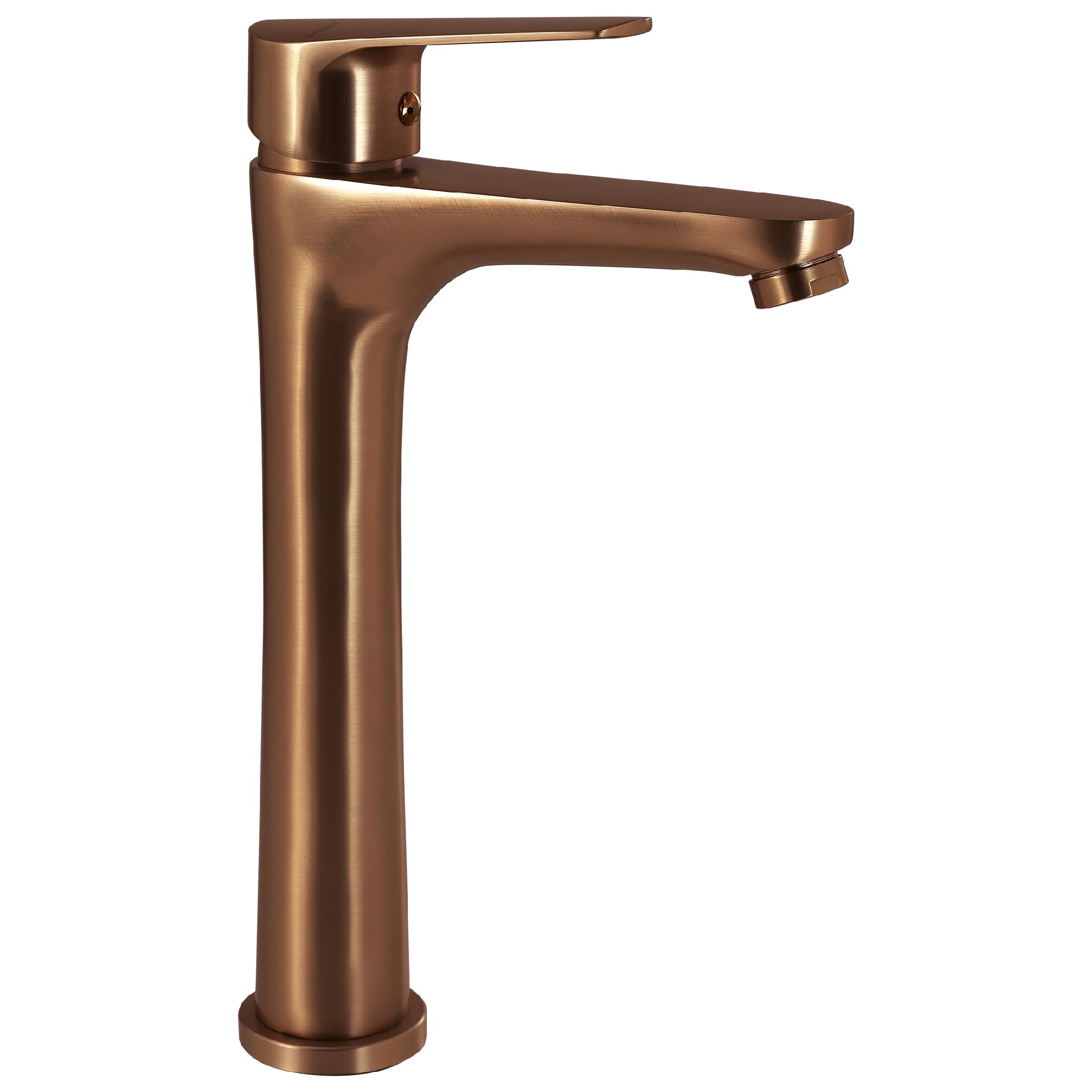 Gedy COMO - Grifo Monomando Lavabo Encimera Caño Alto Latón 290mm – Cartucho Cerámica 35mm – Oro Rosa PVD