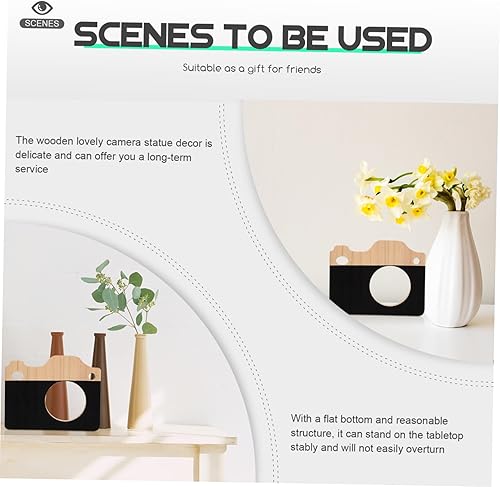 Miniatura 4 de DECHOUS Decoración de estatua de cámara de madera para decoración de cámara encantadora para oficina hogar adorno de madera único regalo