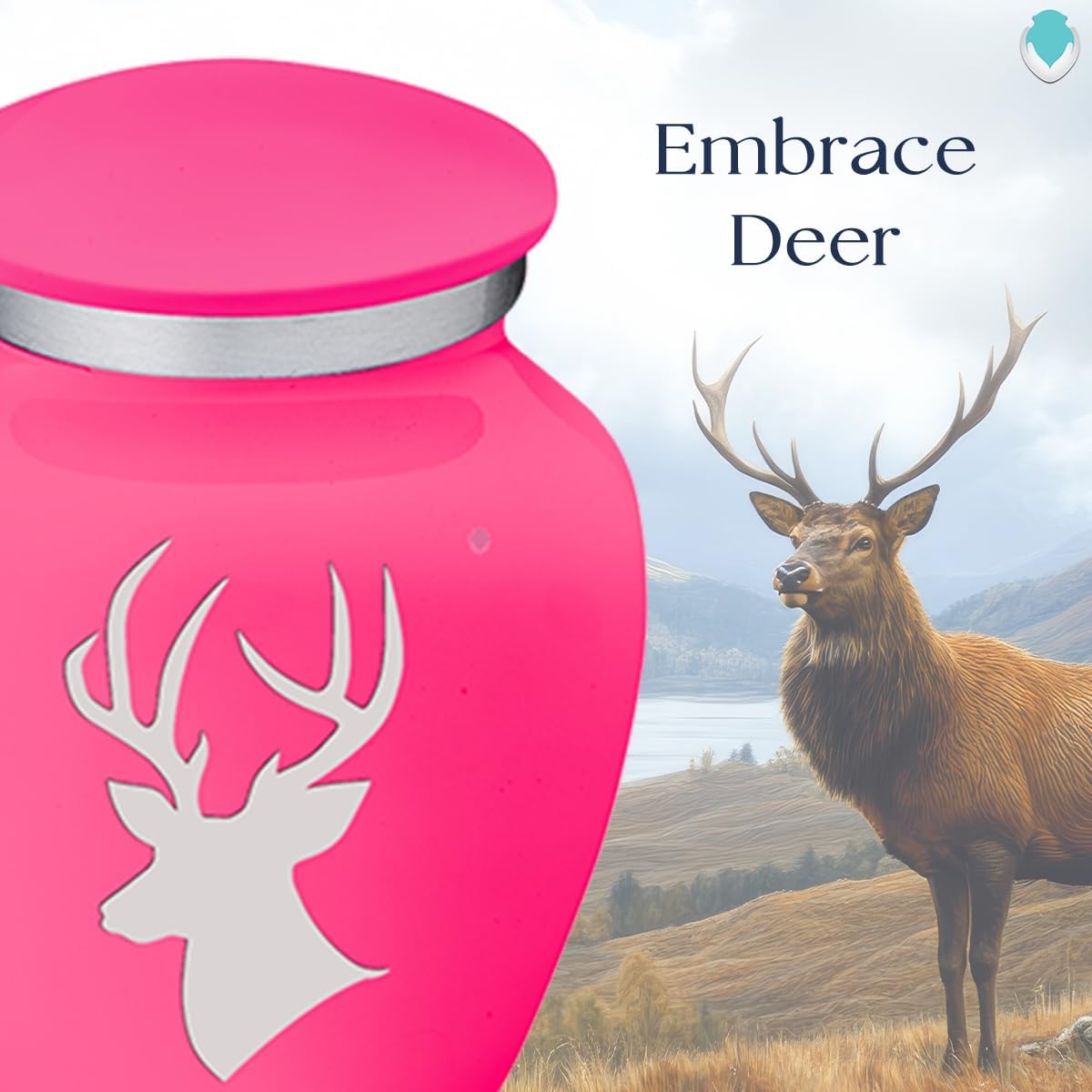 Geturns Embrace Keepsake Deer Cremation Urns for Human Ashes I Bright Pink Funeral Urn for Men and Women I 3.5 lbs