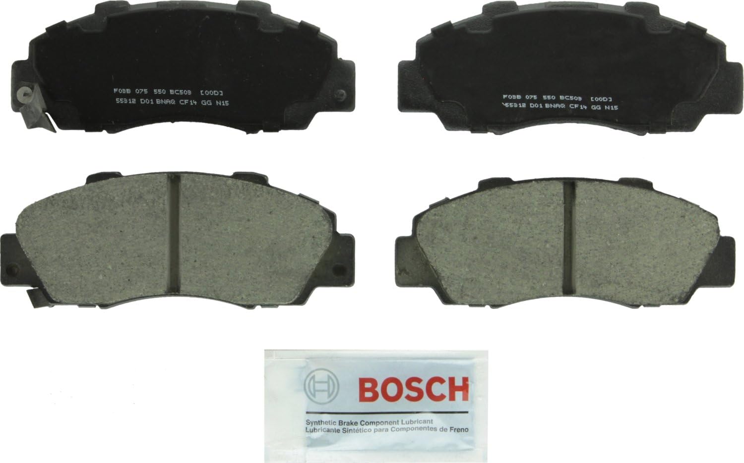 BOSCH BC503 QuietCast Premium Ceramic Disc Brake Pad Set - Compatible with Select: Acura CL, Integra, Legend, NSX, RL, TL, Vigor; Honda Accord, CR-V, Odyssey, Prelude; Isuzu Oasis, FRONT