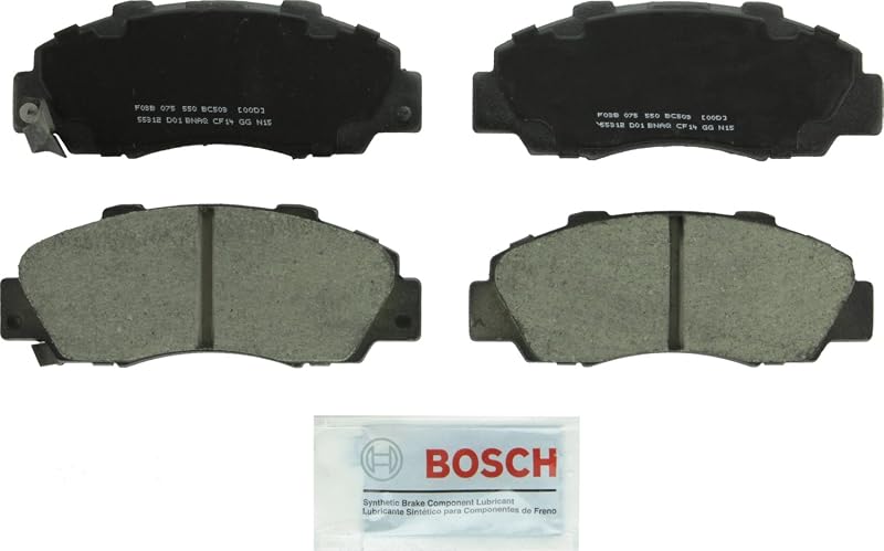 Pastilhas de freio dianteiras Bosch QuietCast Ceramic BC503 para Acura, Honda e Isuzu – Jogo para 1 eixo
