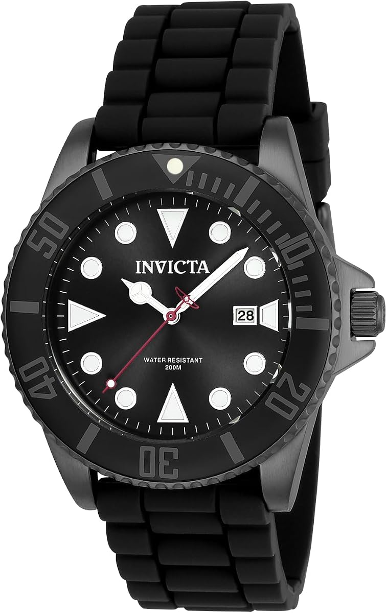 Invicta Men's Pro Diver Stainless Steel Quartz Watch with Silicone Strap, Black, 22 (Model: 90302)