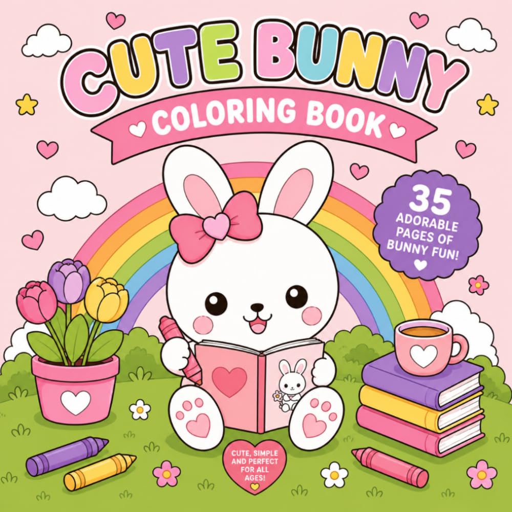 Cute Bunny Coloring Book: 35 Adorable Coloring Pages Filled with Cozy Adventures, Sweet Moments, and Bunny Fun for All Ages