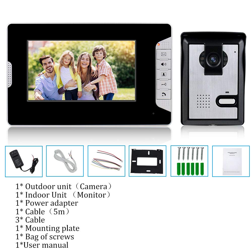7-calowy TFT LCD interkom kolorowy z kablem wideo 700TVL do prywatnego telefonu do noktowizora