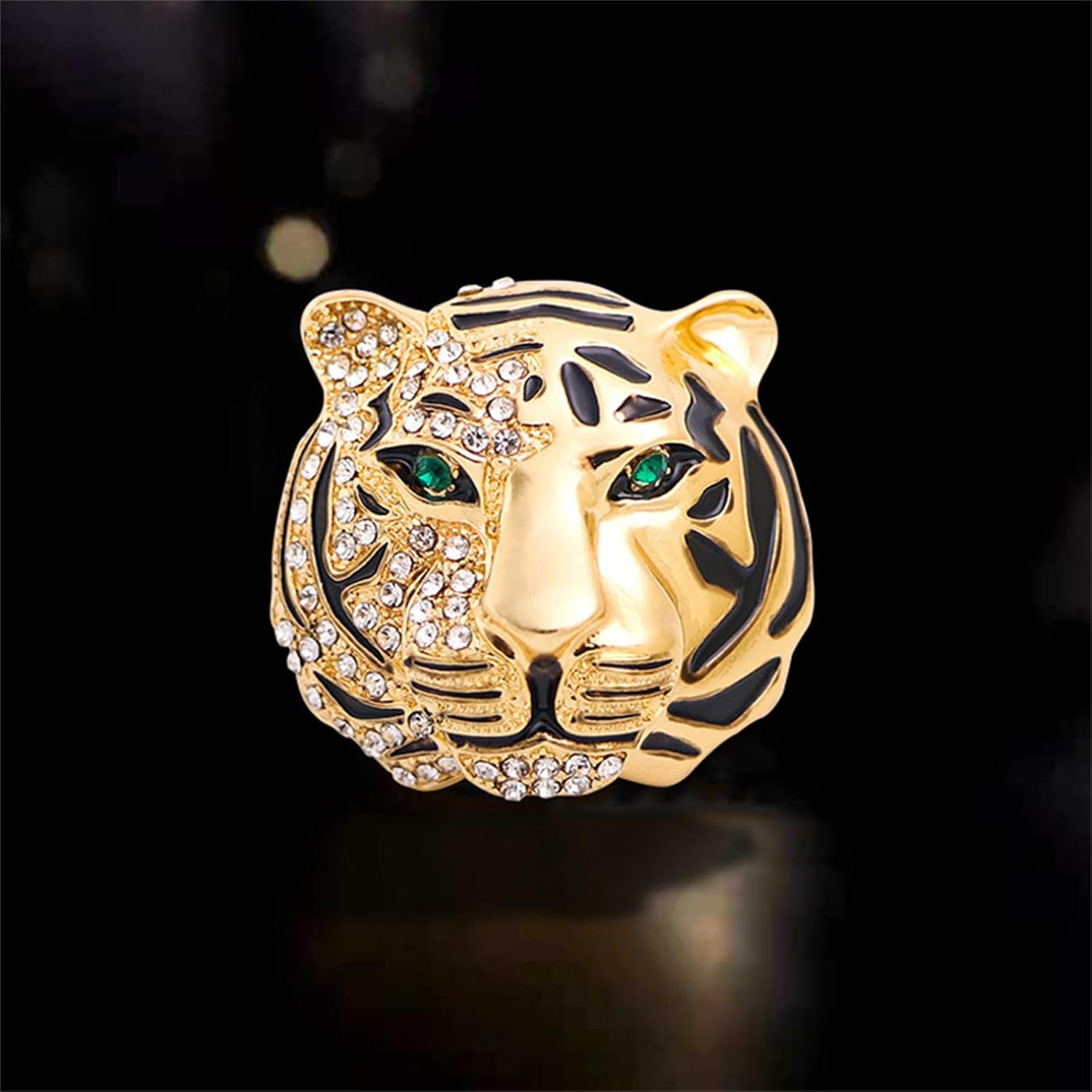 WCRAZYE Rhinestone Tiger Head Brooch Pins for Men Women Dainty Gold Silver Vintage Animal Lapel Suit Pin,Punk Crysta Charm Tiger Head Badge Coat Collar Brooch for Girls - Image 6
