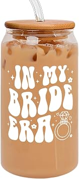 GINGULMINA Bride To Be Gifts - Bridal Shower Gift - Engagement, Wedding, Bachelorette for Couple - Engaged Cup for Her - 16 Oz Can Glass