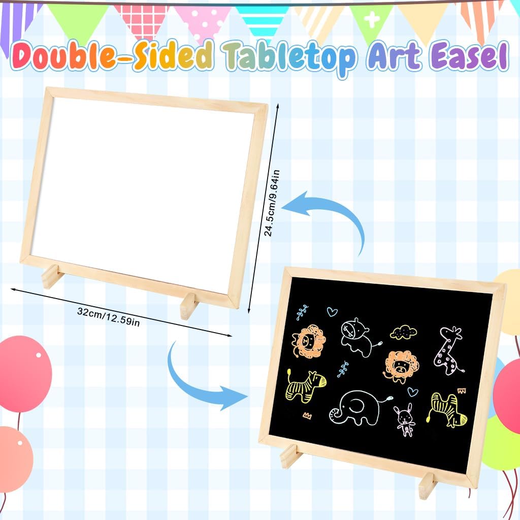 PATPAT® Magnetic Drawing Board for Kids Sided Whiteboard & Blackboard Learning Board with Letters, Numbers, Math Symbols & Marker for Early Education, White Board with Stand for Home(32x24.5x8cm)