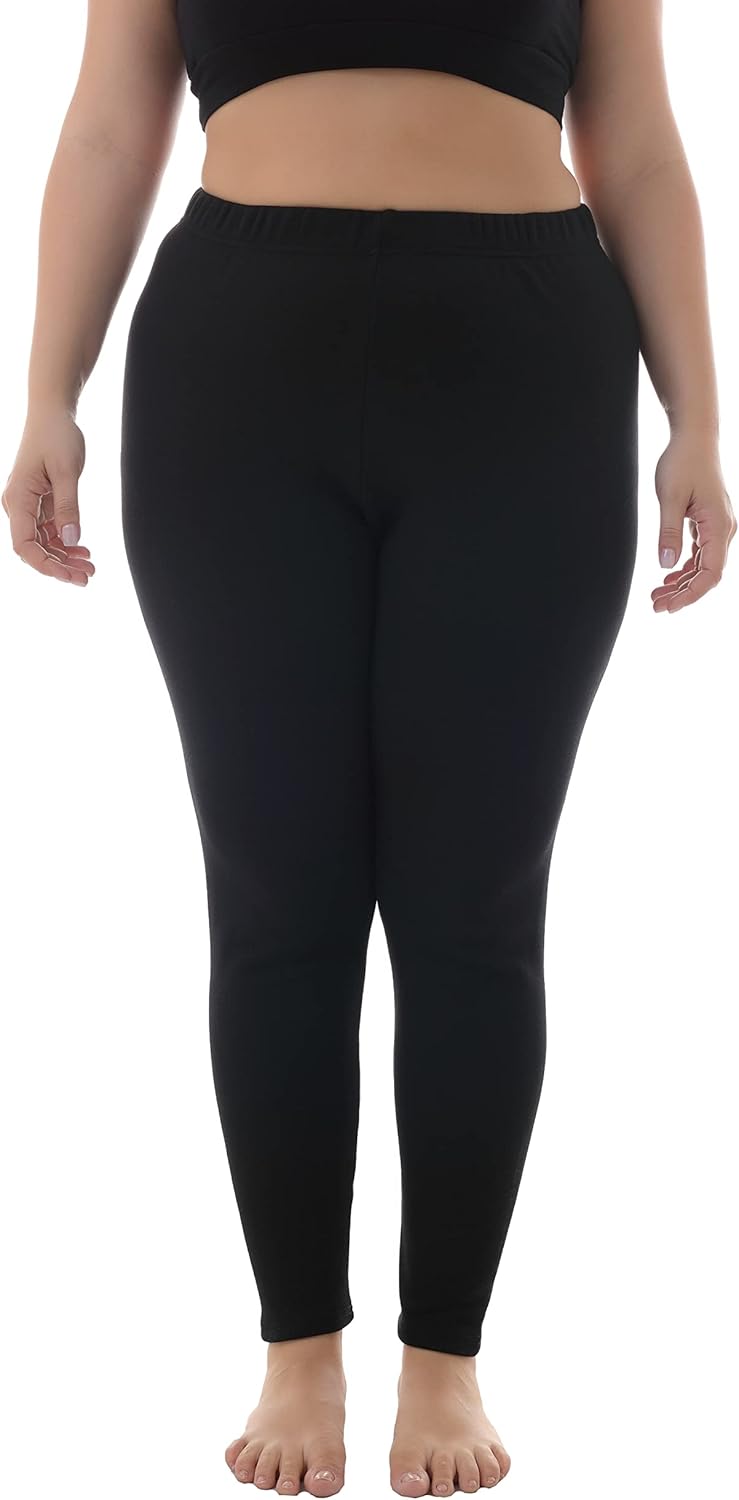 ZERDOCEAN Women's Plus Size 100% Cotton Fleece Lining Leggings - Image 4