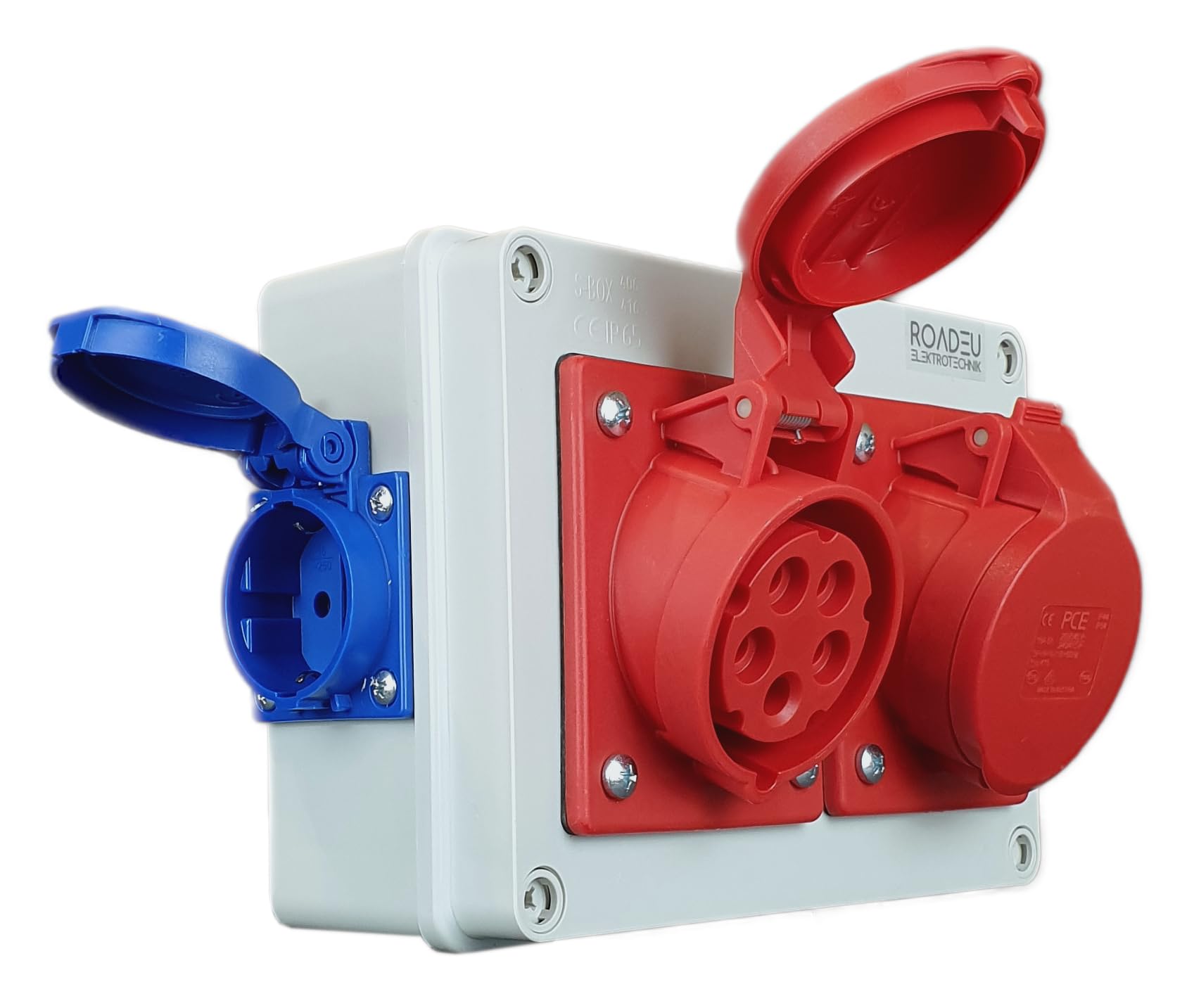 RoadEu Enchufes de Pared 2x Schuko 230V 2x CEE 16A Distribuidor de Corriente