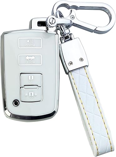 Yuebutor Funda para llavero compatible con Toyota Highlander Camry RAV4 Corolla Avalon Tocoma Tundra 4Runner Sequoia Accesorios Protector de carcasa