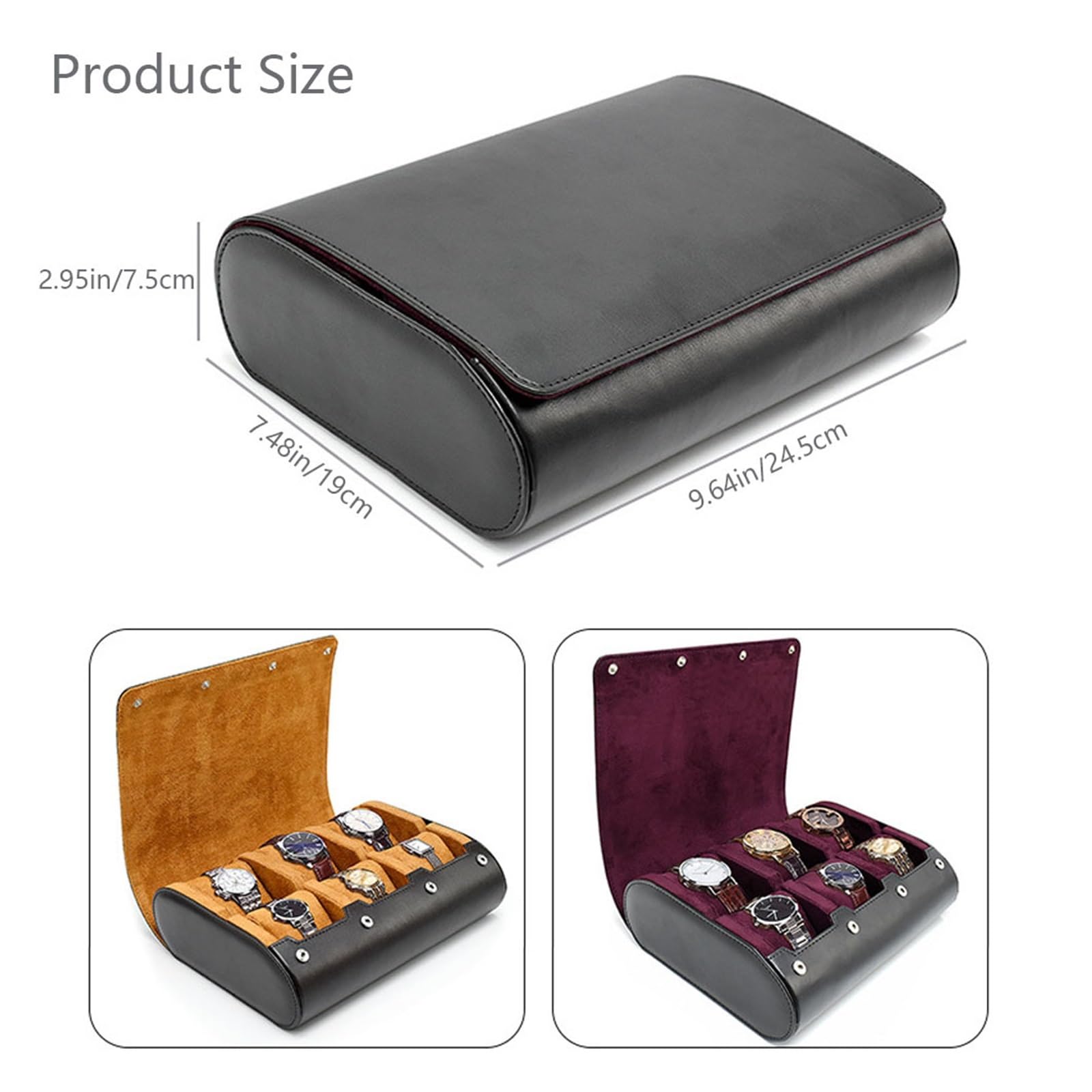 1 x Uhrenrollen-Reiseetui mit 6 Fächern | Uhrenrollen-Reiseetui mit 6 Fächern, tragbare Armbanduhr-Organizer-Ausstellungsbox for Männer und Frauen(Wind Red)