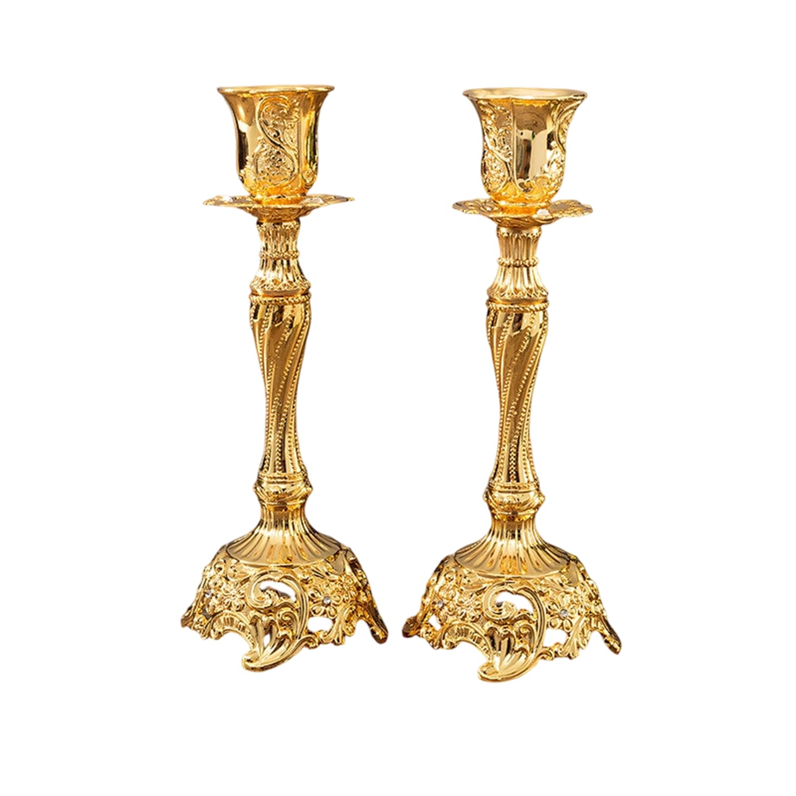 Oxxggkao Of 2 Elegant European Engraved Taper Holders Antique Metal Candlestick Candelabra for Table Centerpieces Elegant Holders
