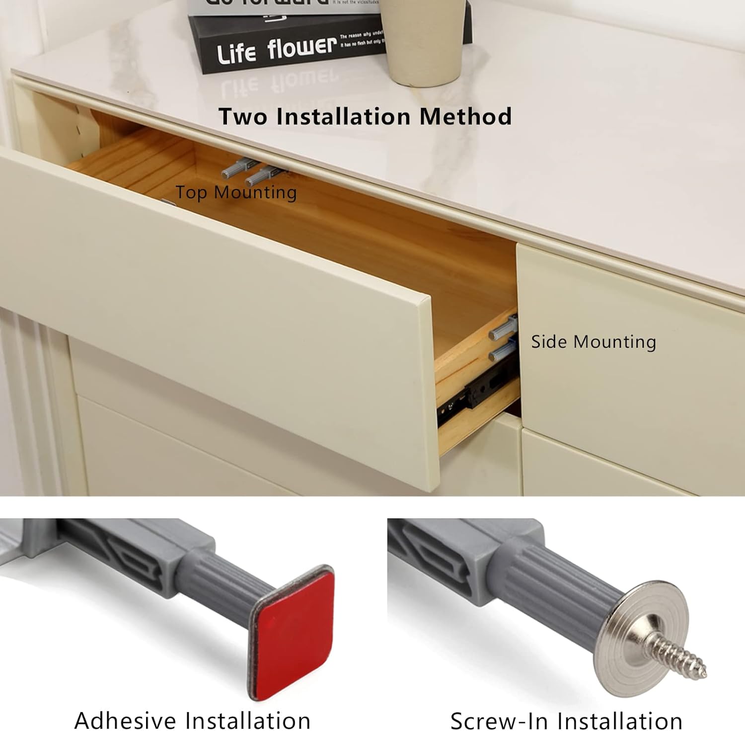Double Push to Open Door Latch, 5 Pack Magnetic Push Latches, Adhesive Heavy Duty Touch Latch Hardware for Push to Open, Magnetic Catch for Cabinet Drawer Wardrobe Kitchen Door