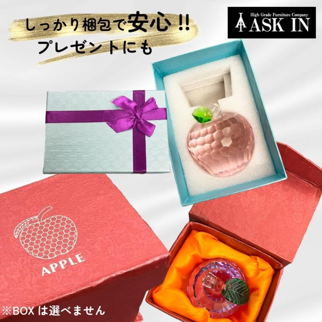 Amazon.co.jp: ガラス細工 クリスタル 置き物 置物 りんご アップル