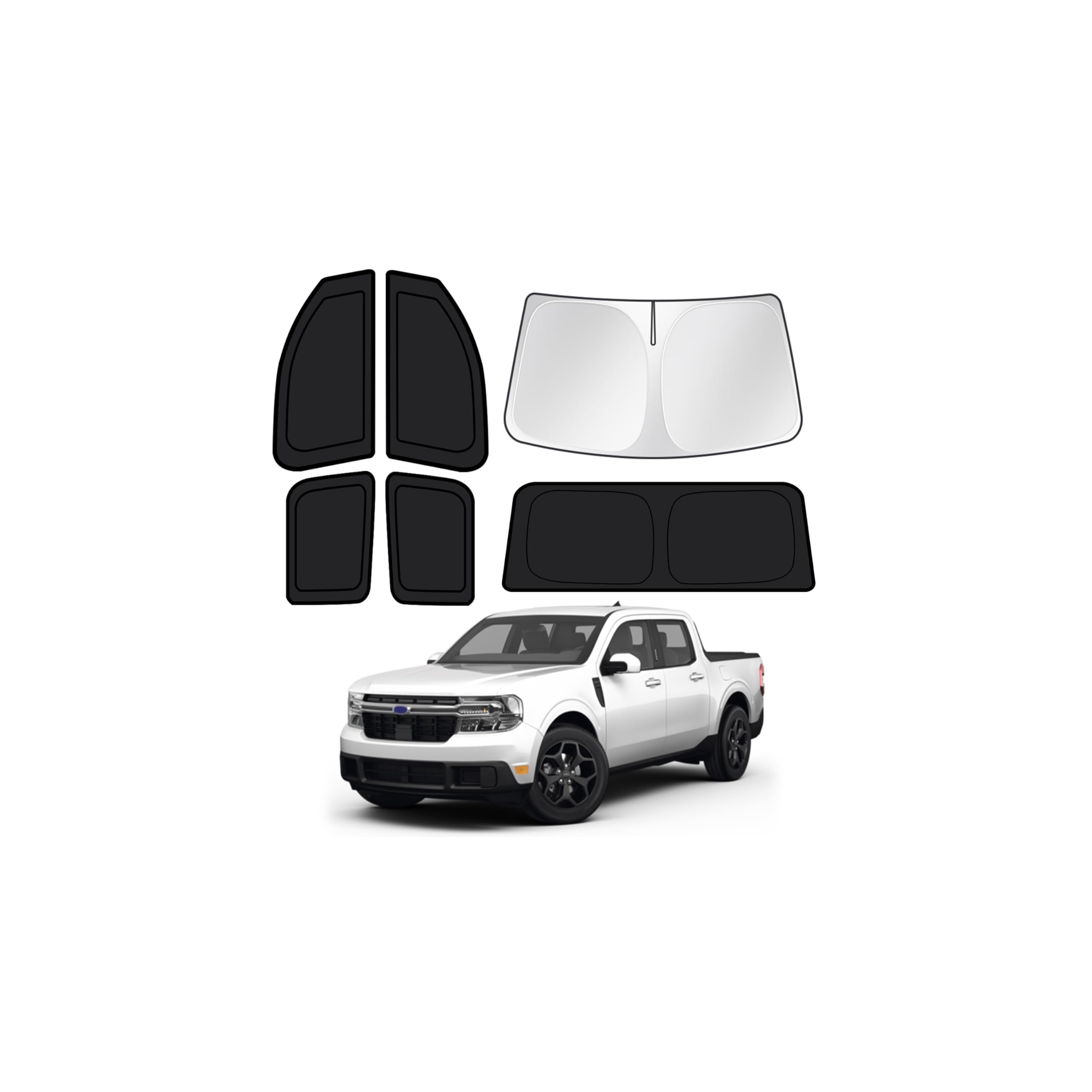 Photo 1 of Canvcle Window Shades for 2022-2026 Ford Maverick Accessories Windshield Sun Shade Side Rear Window Covers Sunshade Sun Visor Shield Privacy Protection for Camping Keep Vehicle Cool Black 6PCS