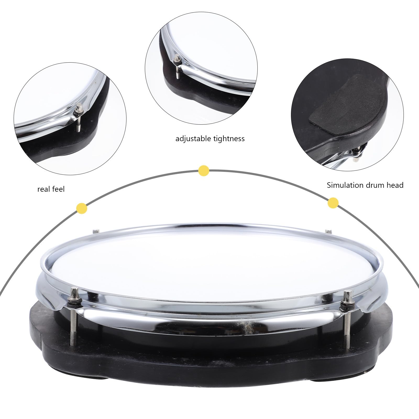 HOMSFOU Pad Batteria Allenamento 10 Pollici in Pvc e Metallo Bianco