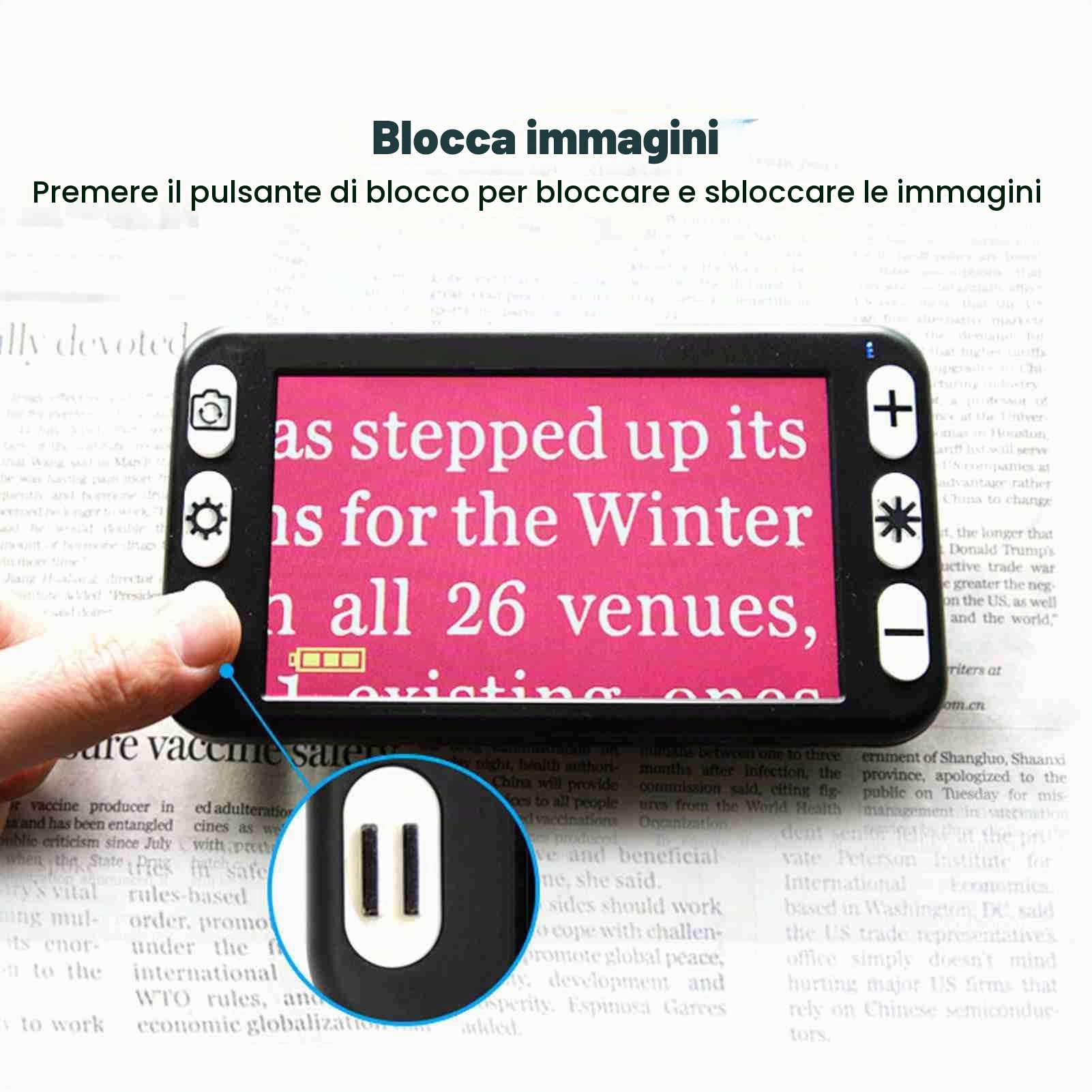 Ausilio per la Visione Elettronica 5 Pollici, Lente D'ingrandimento Elettronica Palmare a Doppio Uso 2X a 48X per Visione Ravvicinata, Aiuto Alla Lettura Ricaricabile per