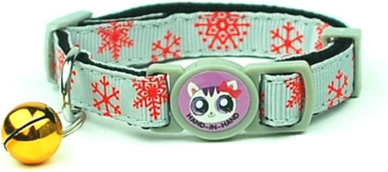 Grey Snowflake Adjustable Breakaway Cat Collar with Bells