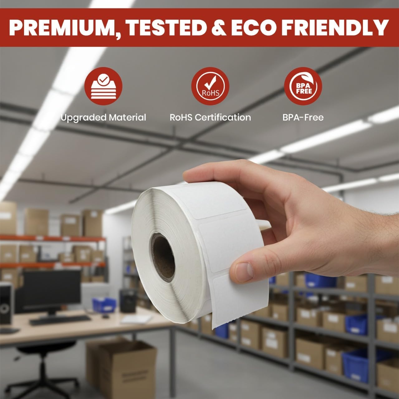 1 1/2" × 1" Direct Thermal Printer Labels, 10 Rolls, 13,000 Matte White Thermal Barcode Labels with Strong Adhesive, Compatible with Zebra & Eltron Printers (No Ink or Toner Needed) - Image 3