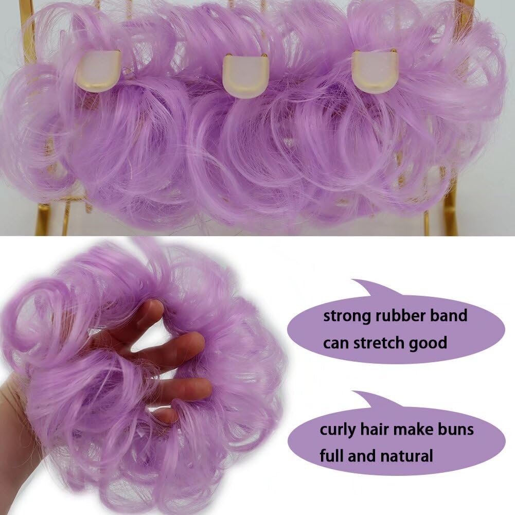 LaLuLoLi Light Purple Color Thick Updo Messy Hair Bun Extensions Party Wedding Daily Use Messy Hairpieces Hairpiece Wig for Women Girl Party Cosplay Daily Use #2403A 2pcs/pack - Image 3