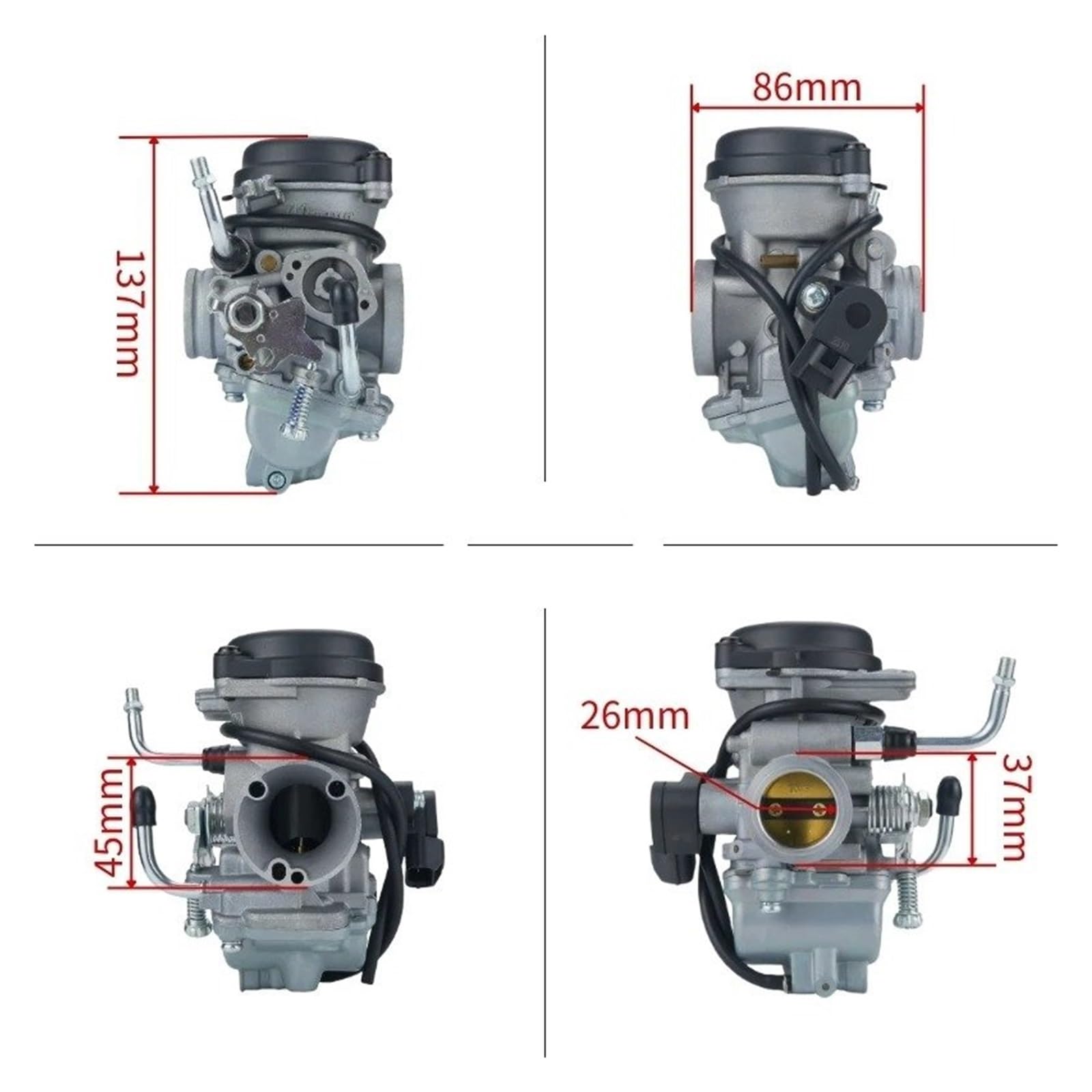 Motosierra Carburador Carburador Motocicleta 26mm Para Fz16 Para Byson 150 Para Fazer Para V1 Para Fzs Para Bajaj Para Televisores Vehículo Todoterreno 2 Tiempos(Single line)