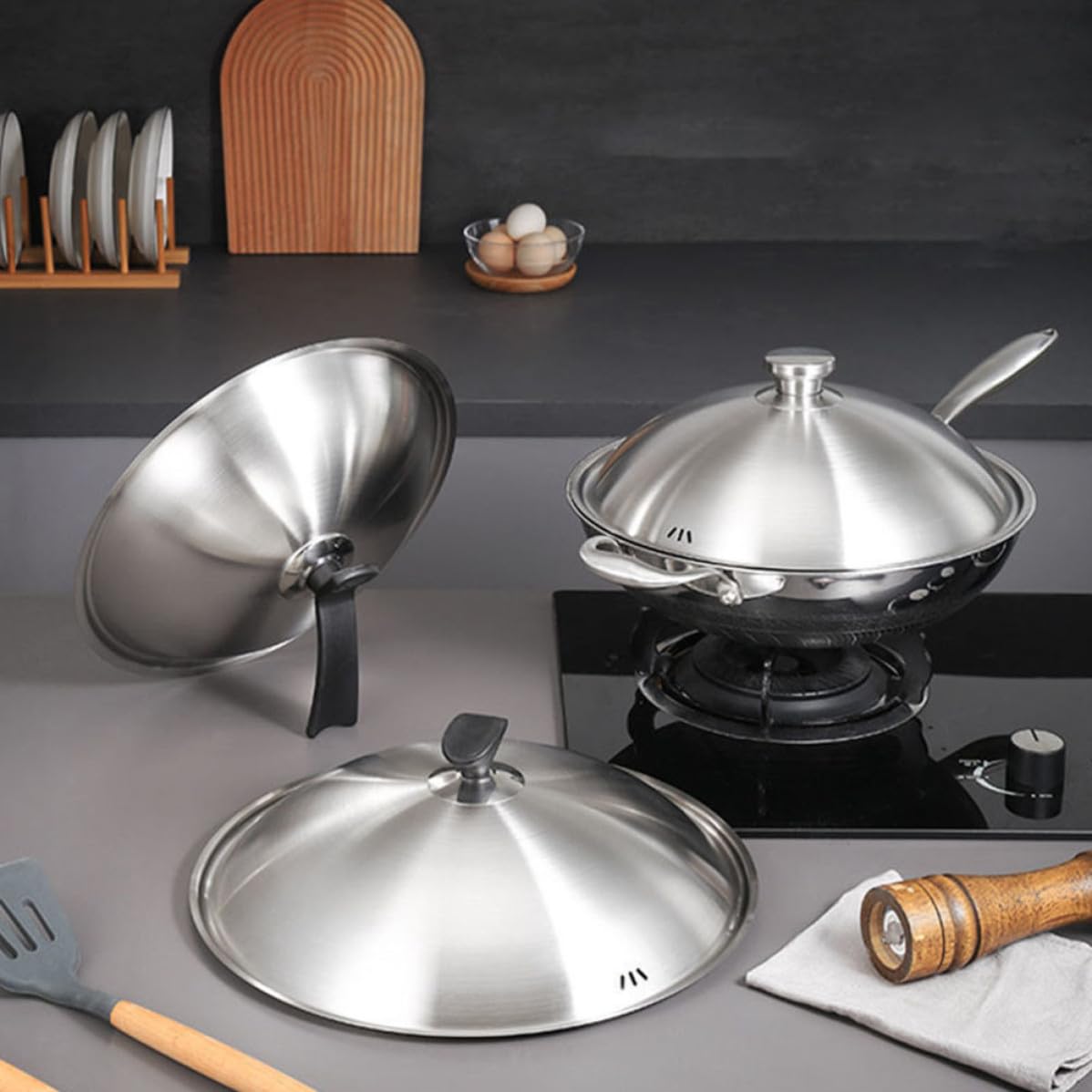 Coperchio in Acciaio Inox per Pentole e Padelle 34-36cm