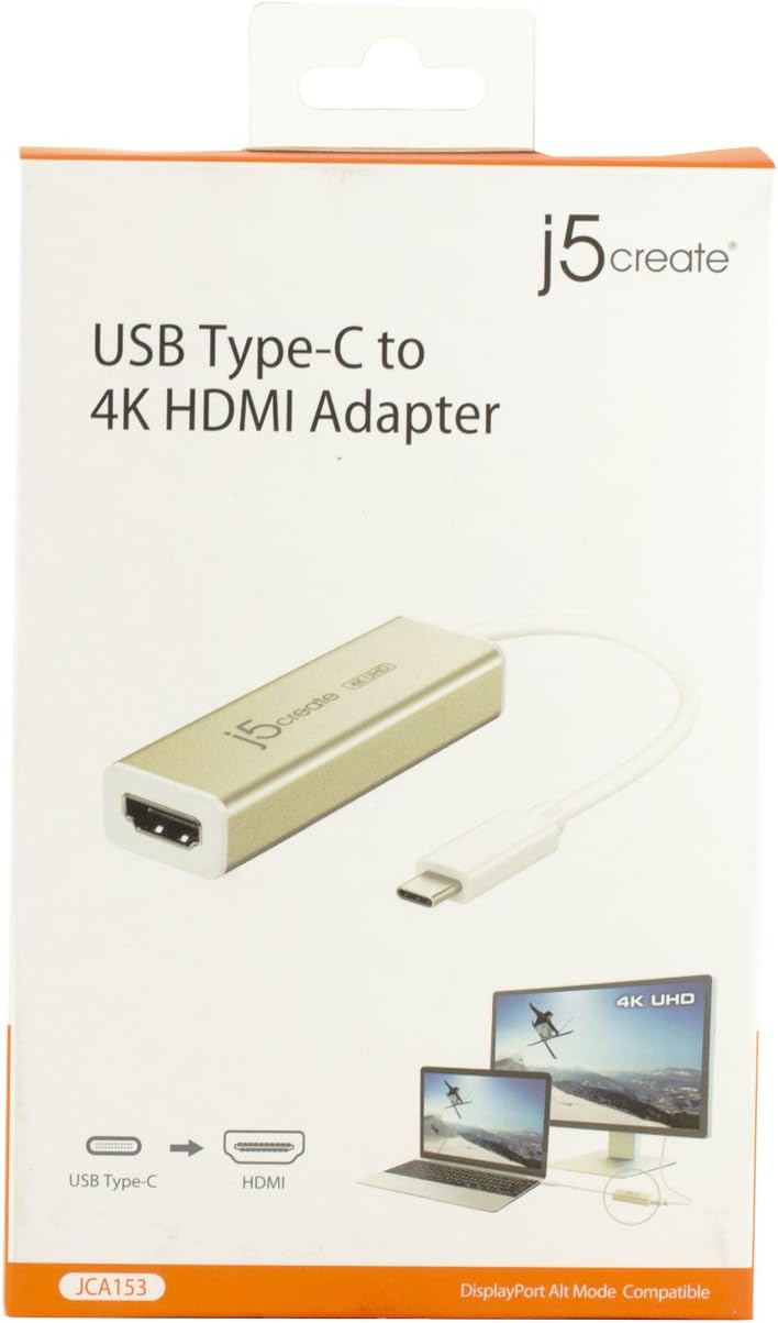 j5create USB Type-C to 4K HDMI Adapter JCA153 / 4K @60 Hz/for MacBook, Chromebook, Type C Laptops