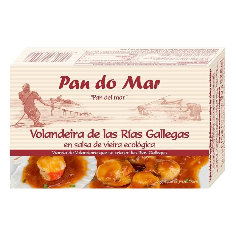 Volandeiras en Salsa de Vieira Pan do Mar Bio 115g | Marisco en Conserva Ecológico | Fuente de Proteínas y Omega-3