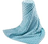 Acdyion Weighted Blanket Cover 48x72, Teal Minky Dot & Fleece Removable Duvet Cover with 12 Ties, Washable Fabric for 48x72 Weighted Blankets