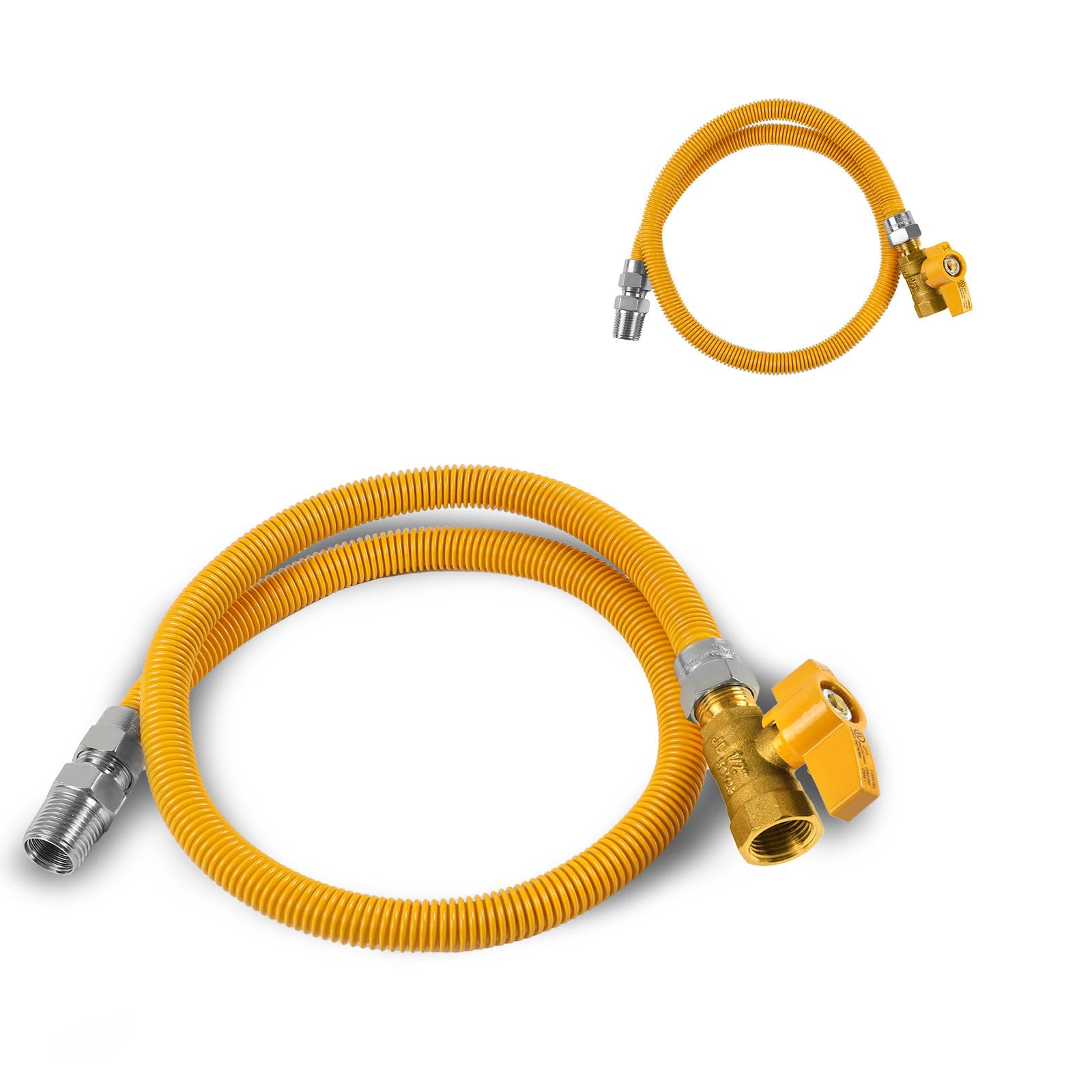 2 mangueras de gas GUOFIS de 36 pulgadas, MIP de 0.5 pulgadas x 0.5 pulgadas FIP con válvula recta, conector de línea de gas flexible para estufa de gas y calentador