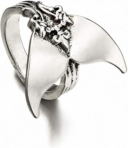 Anillo de sirena mística de cola de ballena de plata antigua bohemia para mujer, anillos para nudillos de dedo midi, playa, animales marinos,