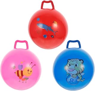 Totority 3Pcs Inflatable Hopper Balls Hop Bouncy Jumping Ball with Handle Bouncy Ball Toy Bounce Ball for Kids