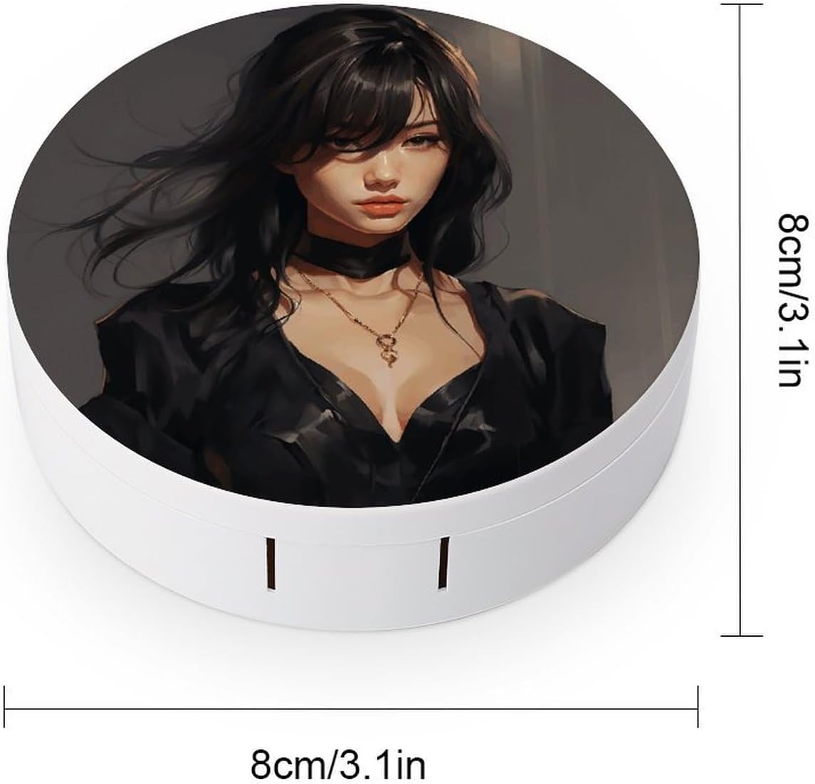 Character in Black Dress Contact Lens Case Portable Contact Case Soak Storage Kit Cute Contact Lens Solution Bottle with Mirror Tweezers Solution Soaking Cases for Daily Travel Outdoor Use