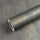 VEELIKE Navy Gold Concrete Peel and Stick Wallpaper Textured Metallic Industrial Wallpaper 15.7''x118'' Self Adhesive Blue Concrete Contact Paper Removable Cement Wall Paper for Bedroom Bathroom