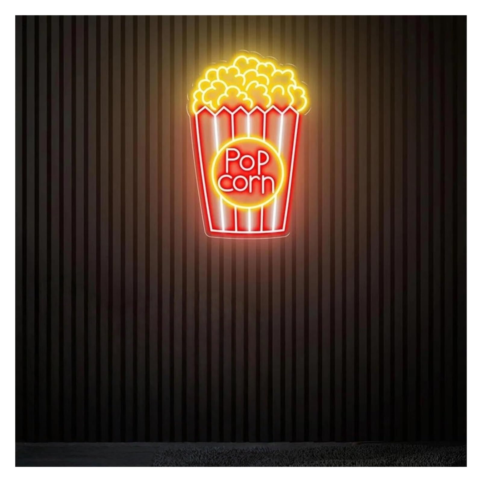 SHOUXI Sign Lamp Pop Corn Neon Sign Snack Bar Film Room Decor Popcorn Lights Dimmable Decoration(A,70X46CM)