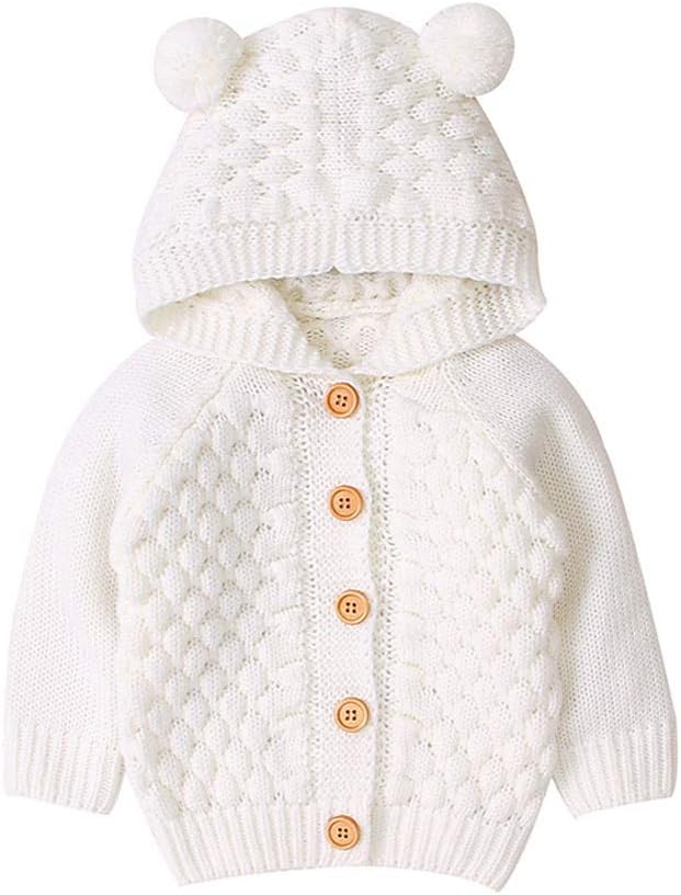 Sweater Girl Coat Warm Hooded Jacket Infant Baby Knit Boy Winter Outwear Girls Crazy Sweaters for (Beige, 18-24 Months)