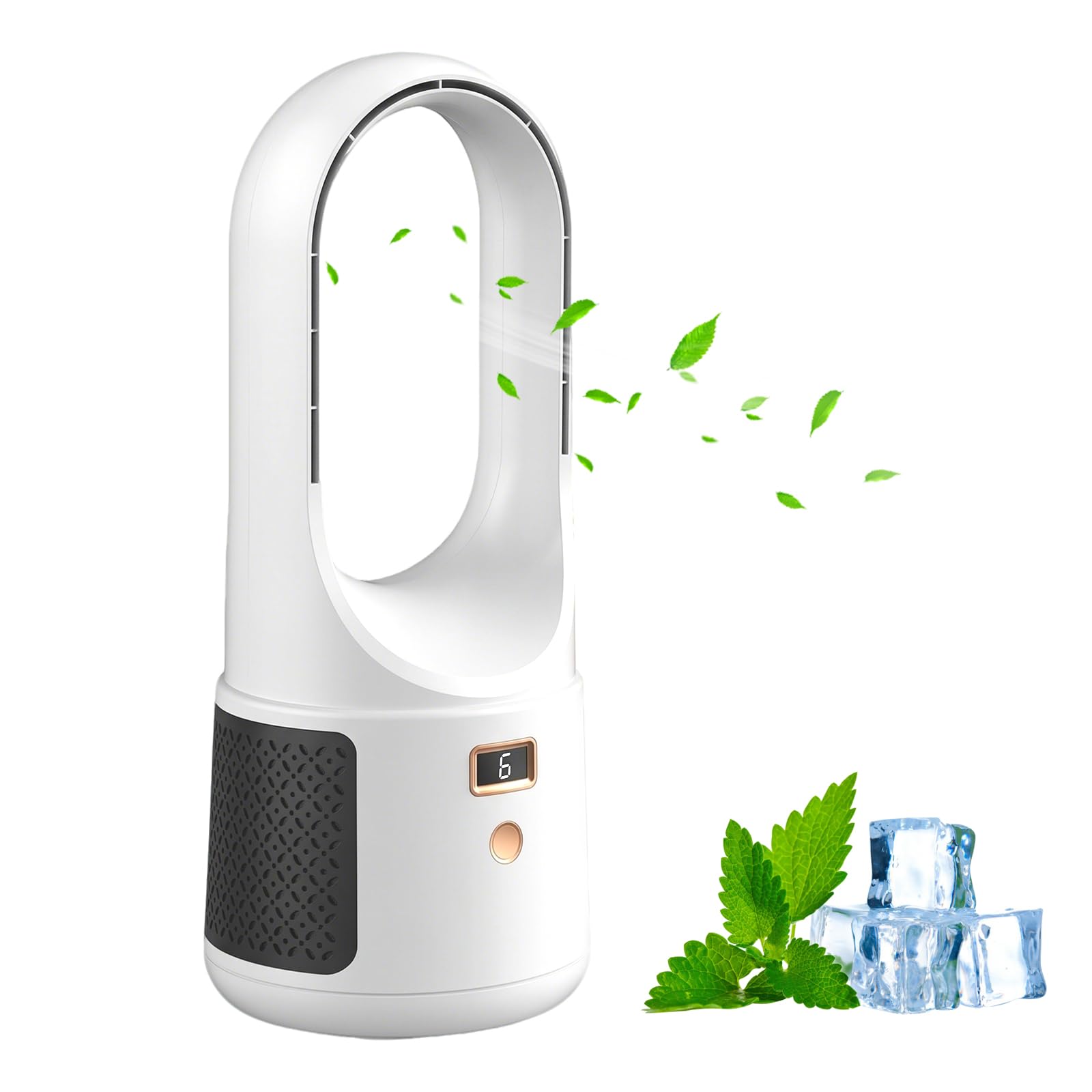 Ventilatore senza Pale, 25dB Ventilatore da Tavolo Silenzioso | 6 Velocità, Autonomia 8h, Sicuro per Bambini e Animali, Tavolo e Camera da Letto, Funziona in Caso di Blackout