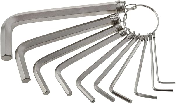 AYLIFU 1Set Allen Wrench Hex Key Set 10 in 1 L Shape Hexagon Head Wrench Wrench Size 1.5mm, 2mm, 2.5mm, 3mm, 3.5mm, 4mm, 5mm, 6mm, 8mm, 10mm Silver