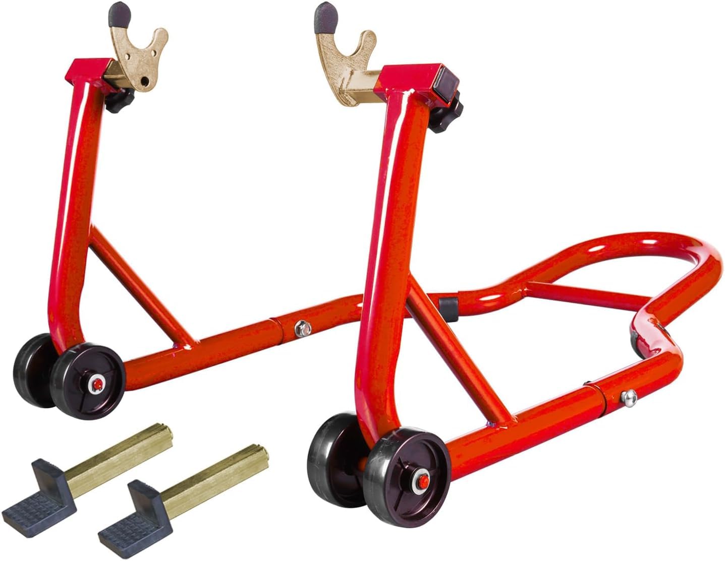 Big RED Motorcycle Stand Rear Combo Wheel Lift Stands, 500LBS Capacity, Adjustable Swingarm Spool with U+L, Fit for Yamaha, Kawasaki, Honda, Suzuki, Red