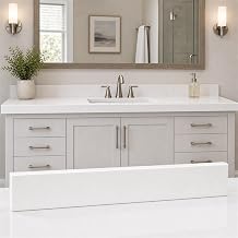 COUKIU Bathroom Vanity Sink Backsplash/Sidesplash White Engineered Marble, 4" x 42"