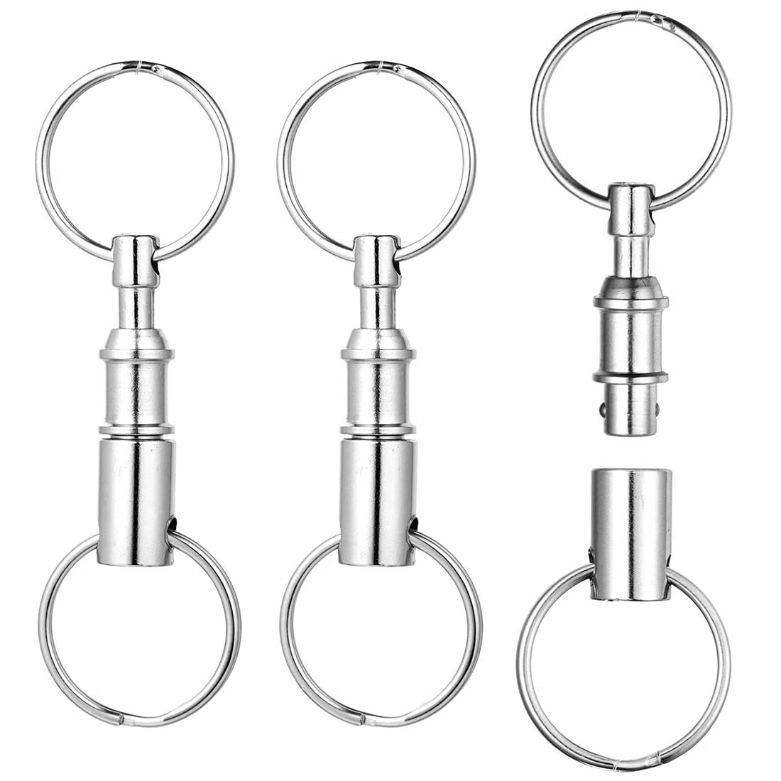 10 Pièces Porte-Clés à Dégagement Rapide Double Anneau - Porte-Clés Amovibles En Métal Argenté