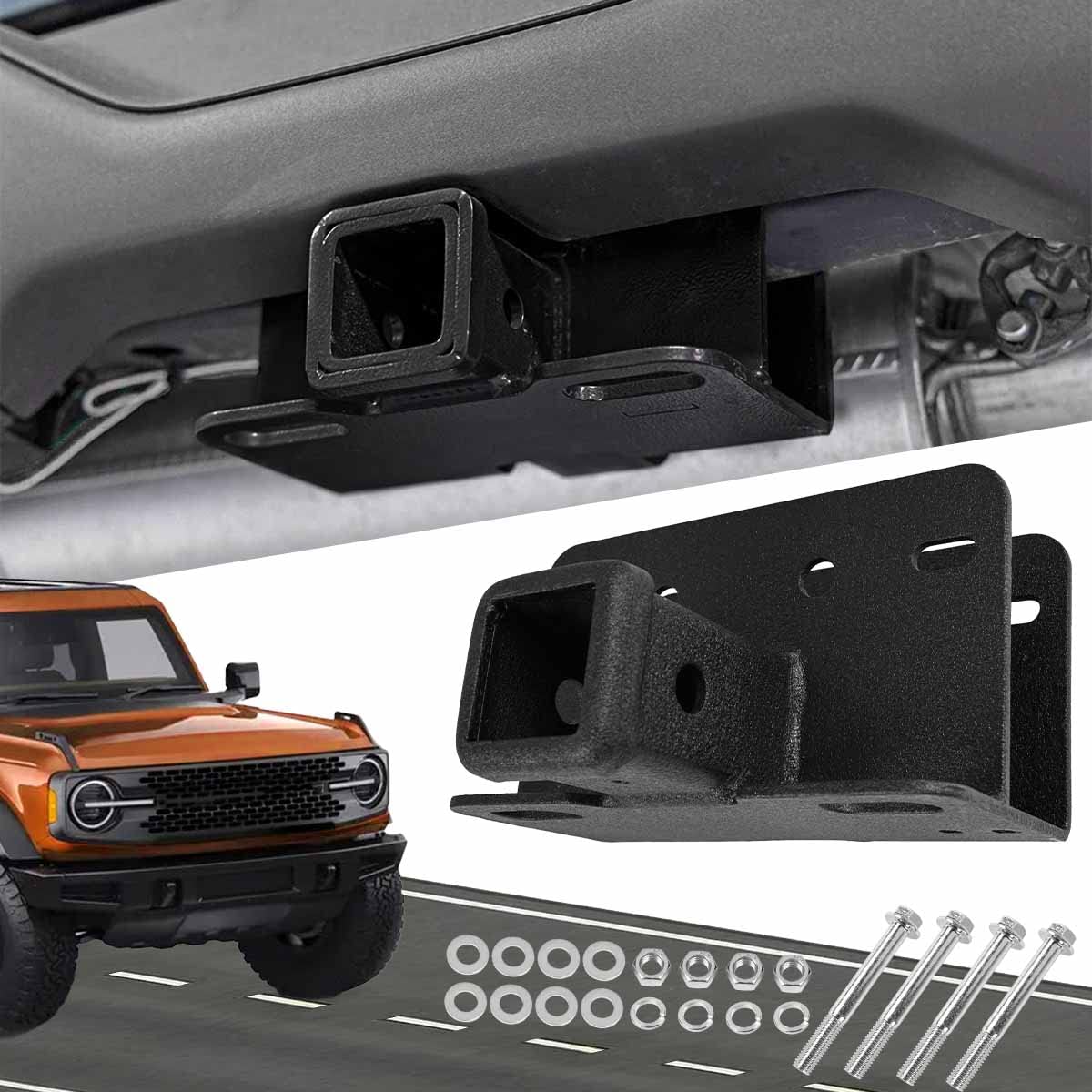 Xomzema 2" Trailer Hitch Receiver Trailer Assembly Heavy Duty Class 3 Trailer Hitch Tow Hook Rear Bumper Towing Cargo Carrier Racks for Ford Bronco Offroad 2/4-Door 2021-2022