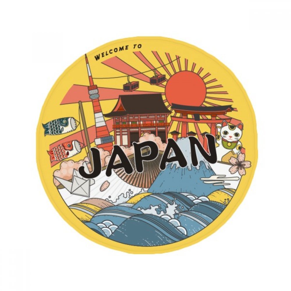 Tapis rond cadeau motif traditionnel Japon Edo pour salon 50cm