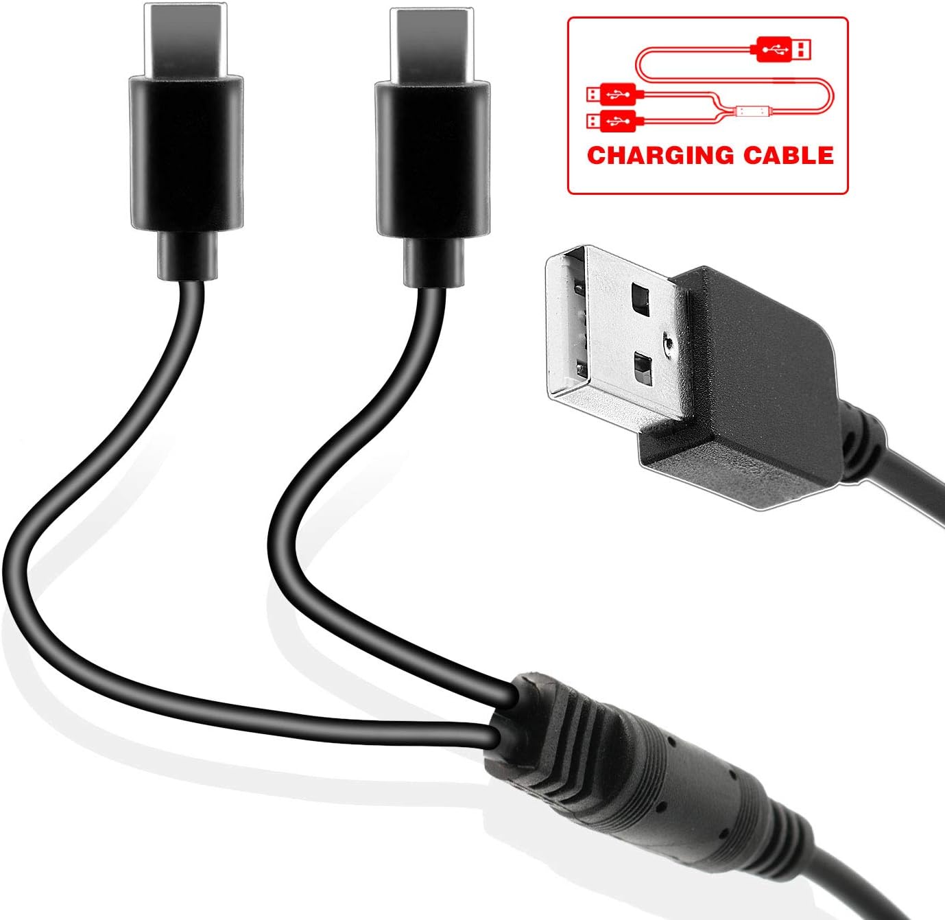 HEATFUN USB Type C Cable for PS5 Xbox Series X Controller, 2 in 1 USB C Charger Cable for Switch Pro Controller, Poke Ball Plus Controller and Android Devices - 1 Pack