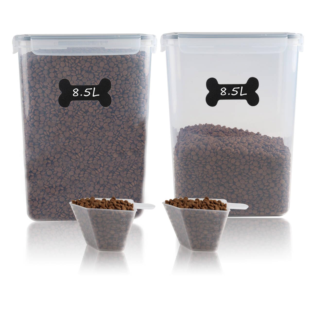 Geyecete 2 PC [8.5L/287 Oz] large food storage containers Extra Large dog Food Storage Containers with Airtight Lids Can hold 15-20 pounds-Black