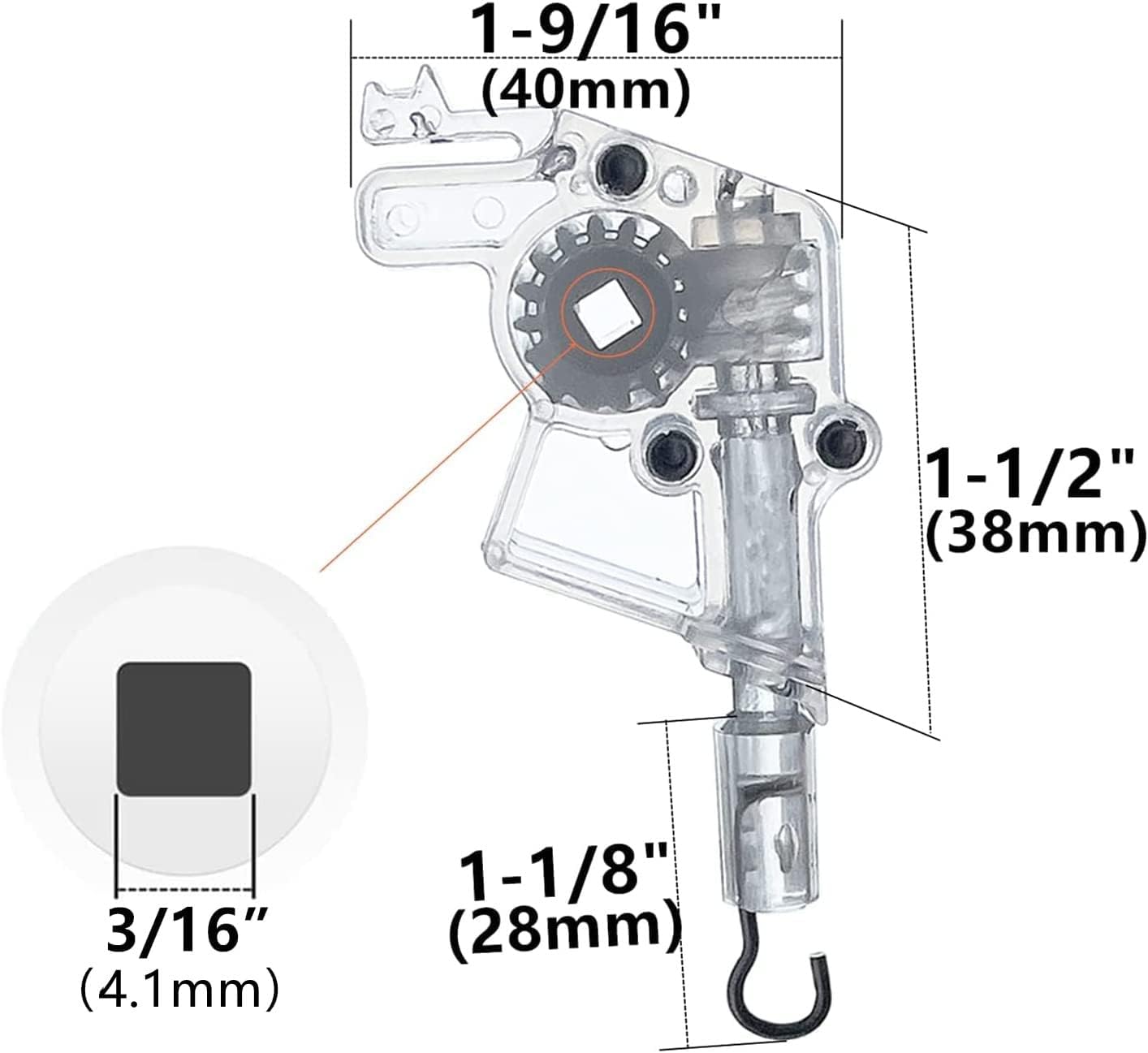 2pcs Wand Tilter for 2" Low Profile Horizontal Blinds Tilt Mechanism Hook Connection with Square Shaped Gear Low Rail Blinds Accessory
