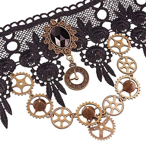 Daimay Choker Lace Necklace Punk Party Gothic Vintage Handmade Lolita Retro Gear Flower Bride Choker for Women &ndash; Black Y484 steampunk buy now online