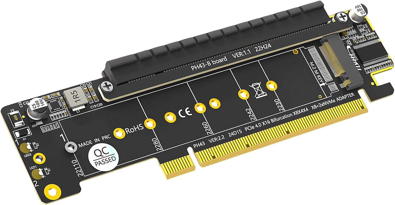 PCIe4.0 拡張カード スプリッタ X16 スロットを 2 つの 4X 接続 PCIe X16 (8X) アダプタ NVMe ディスク用複数デバイス NVMe ディスク拡張カード