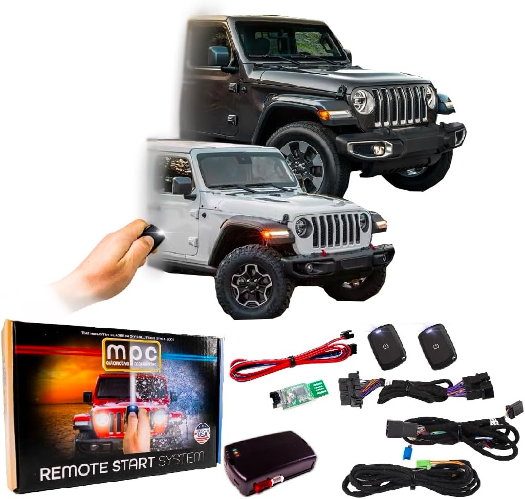 MPC Remote Start Compatible with Jeep Wrangler 2018-2025, Gladiator 2020-2025 || 100% Plug N Play || Includes 2 Remotes - Up to 1,500 ft || USA Tech Support